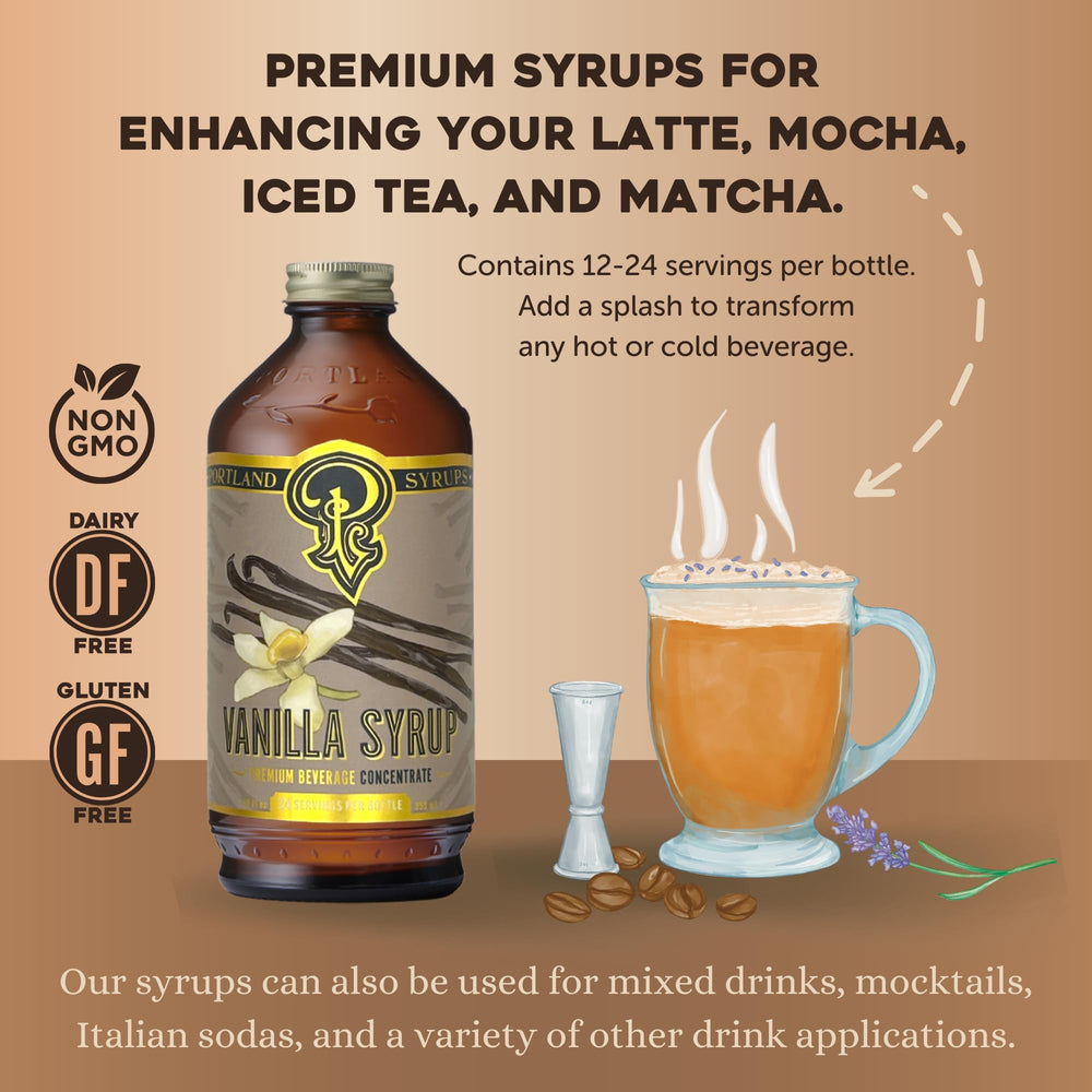Portland Syrups Vanilla Syrup in latte with smooth sweetness