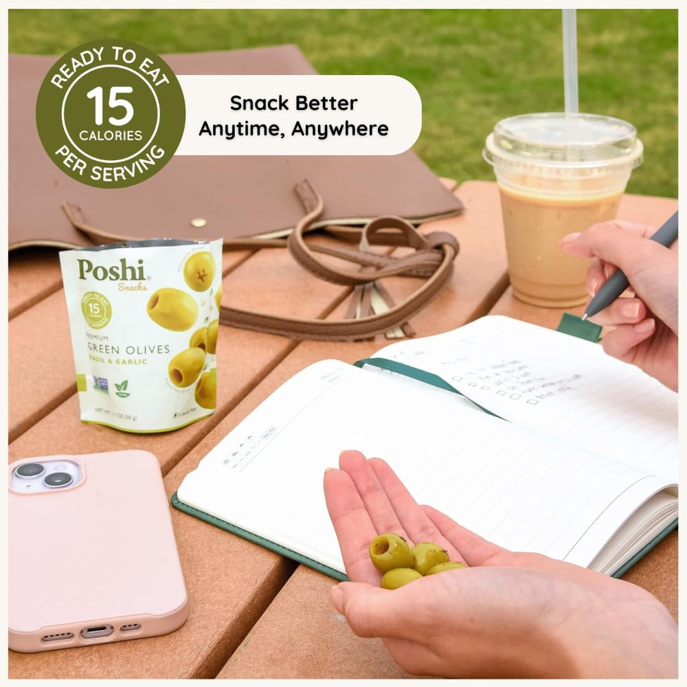 POSHI ingredients highlight basil and garlic infusion for fresh aroma.