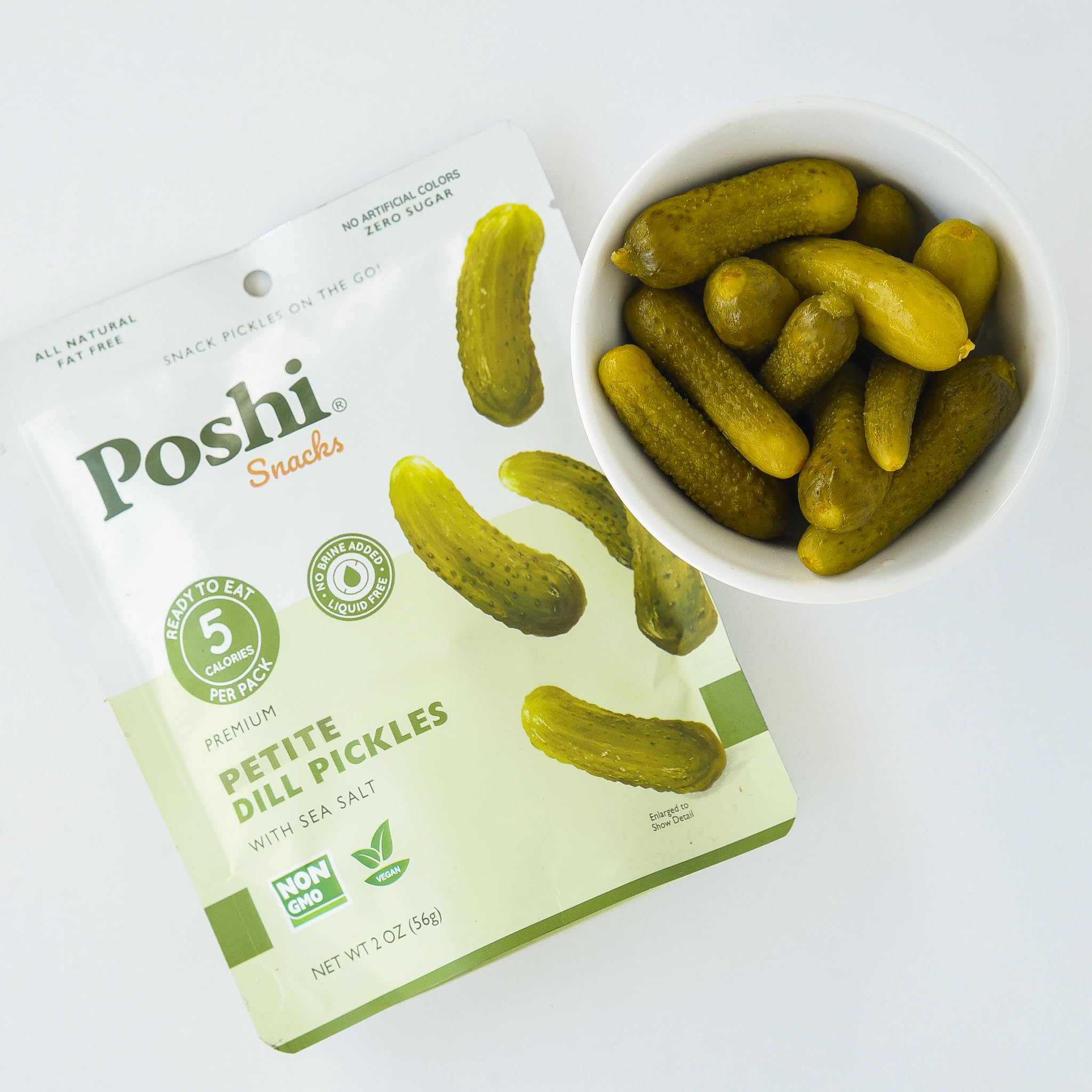 Poshi Petite Dill Pickles 2 oz pack for quick snacking