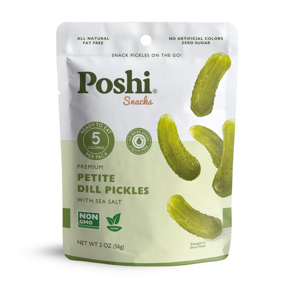 Poshi Petite Dill Pickles sea salt ready-to-eat pouch for on-the-go snacking