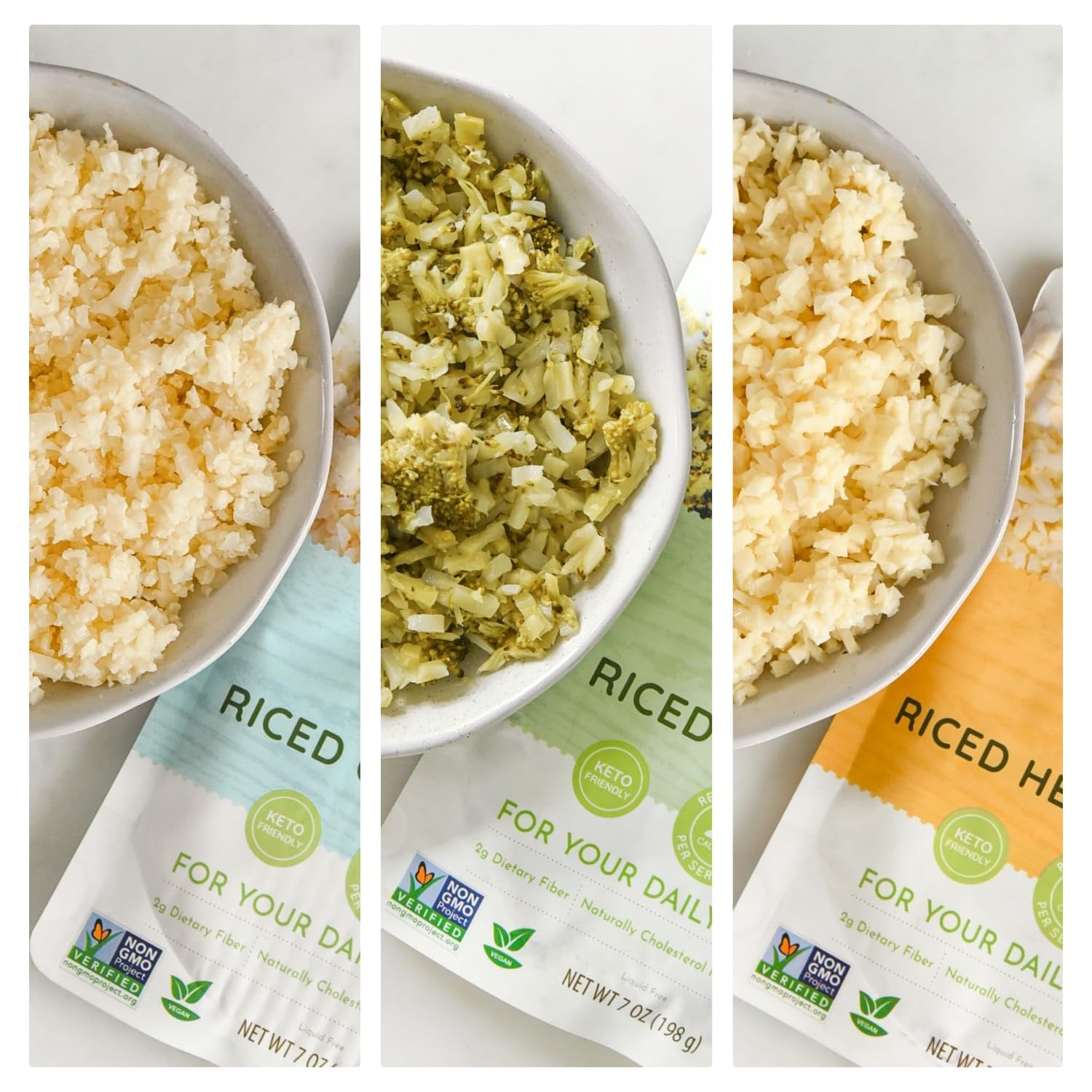 POSHI silky fluffy texture riced vegetables for satisfying meals.