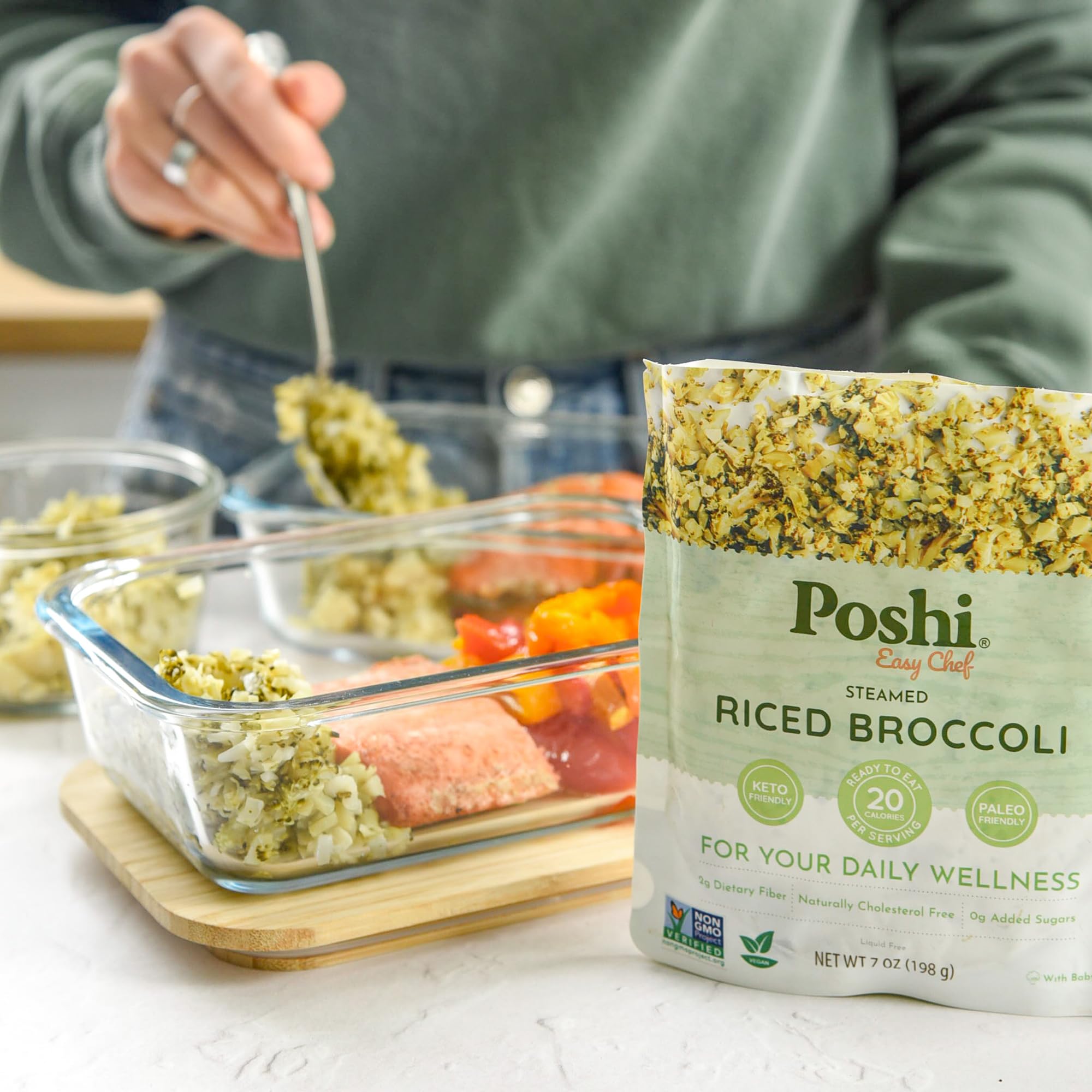 POSHI vegan non-GMO vegetable rice for plant-based dinner ideas.