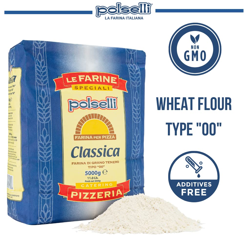 POLSELLI Classica 00 flour dough stretched for authentic pizza