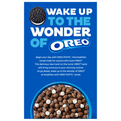 Post OREO PUFFS Cereal box front showcasing the 16.5 oz size.