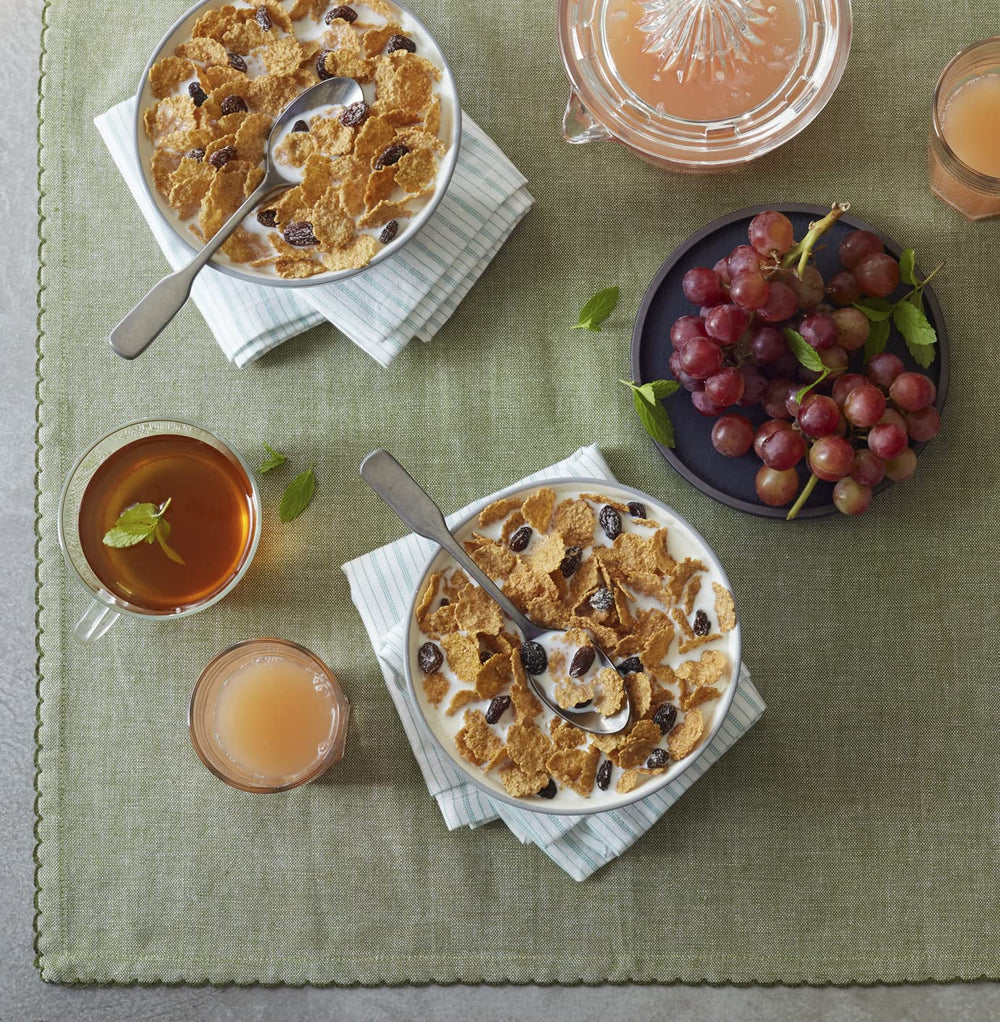 Post Raisin Bran serving bowl ready for a quick, satisfying breakfast.