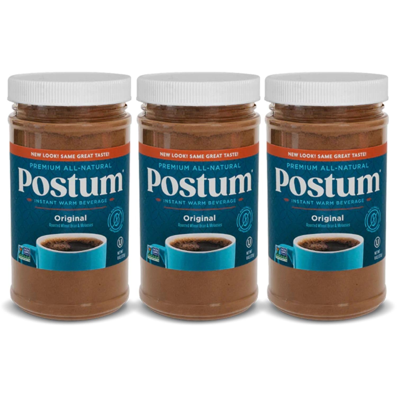 Postum Original bottle label shows classic roasting for a caffeine-free coffee substitute.