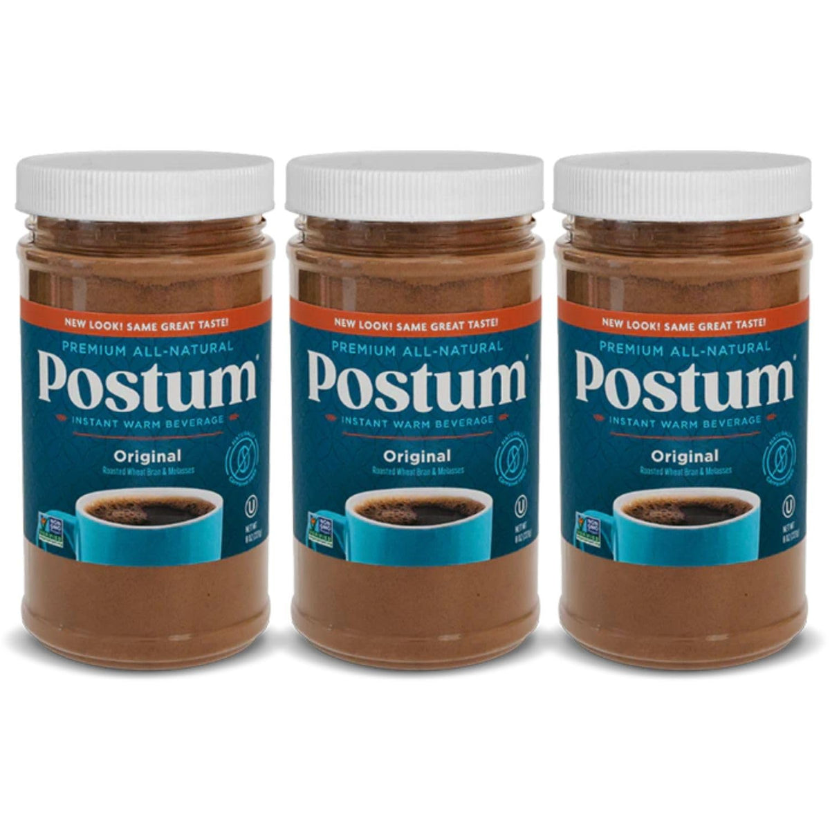 Postum Original bottle label shows classic roasting for a caffeine-free coffee substitute.