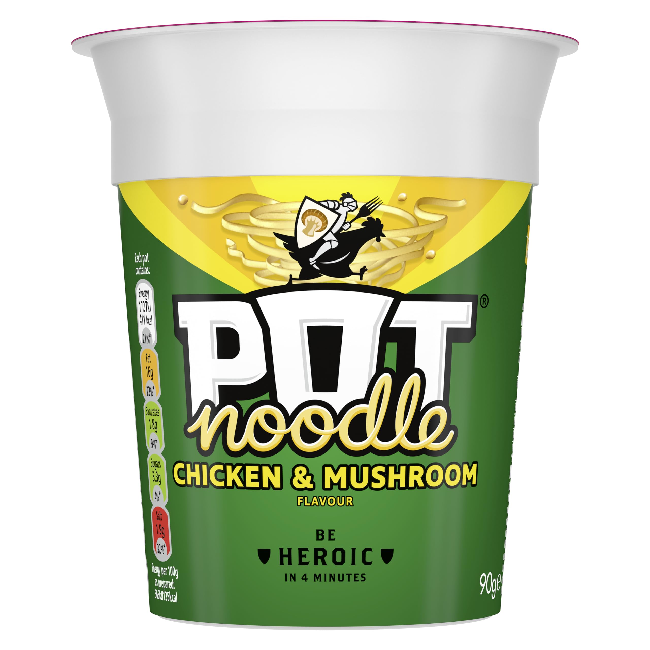 Pot Noodle Chicken and Mushroom noodles close up with texture and color