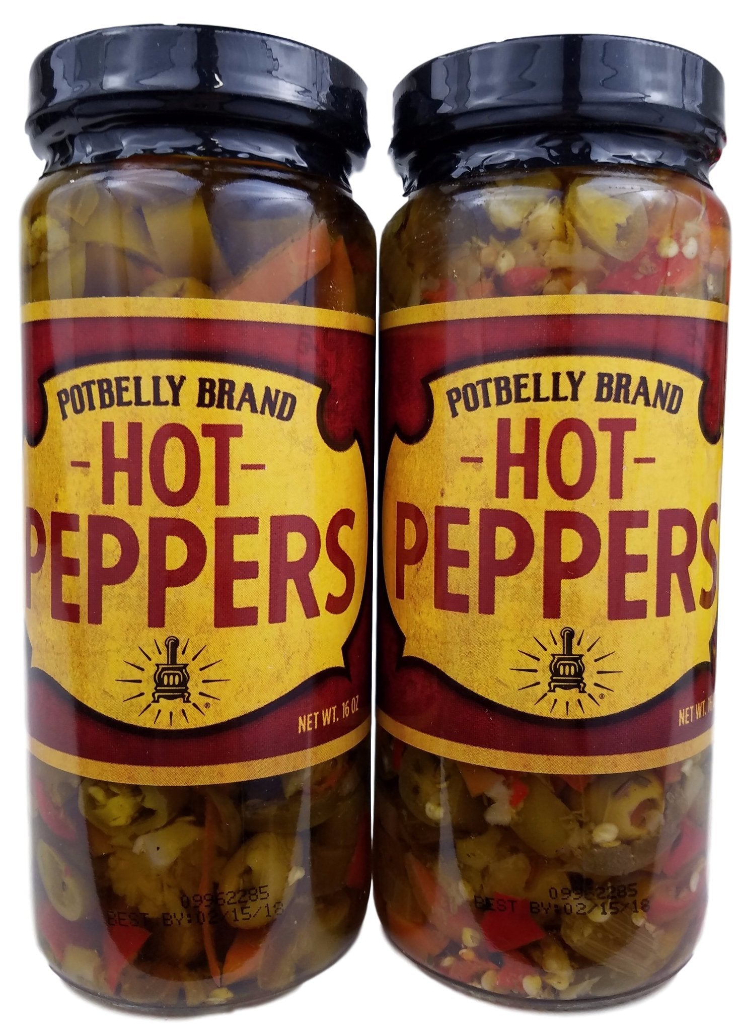 Potbelly hot peppers jar close-up showing crisp texture and tangy flavor for sandwiches.