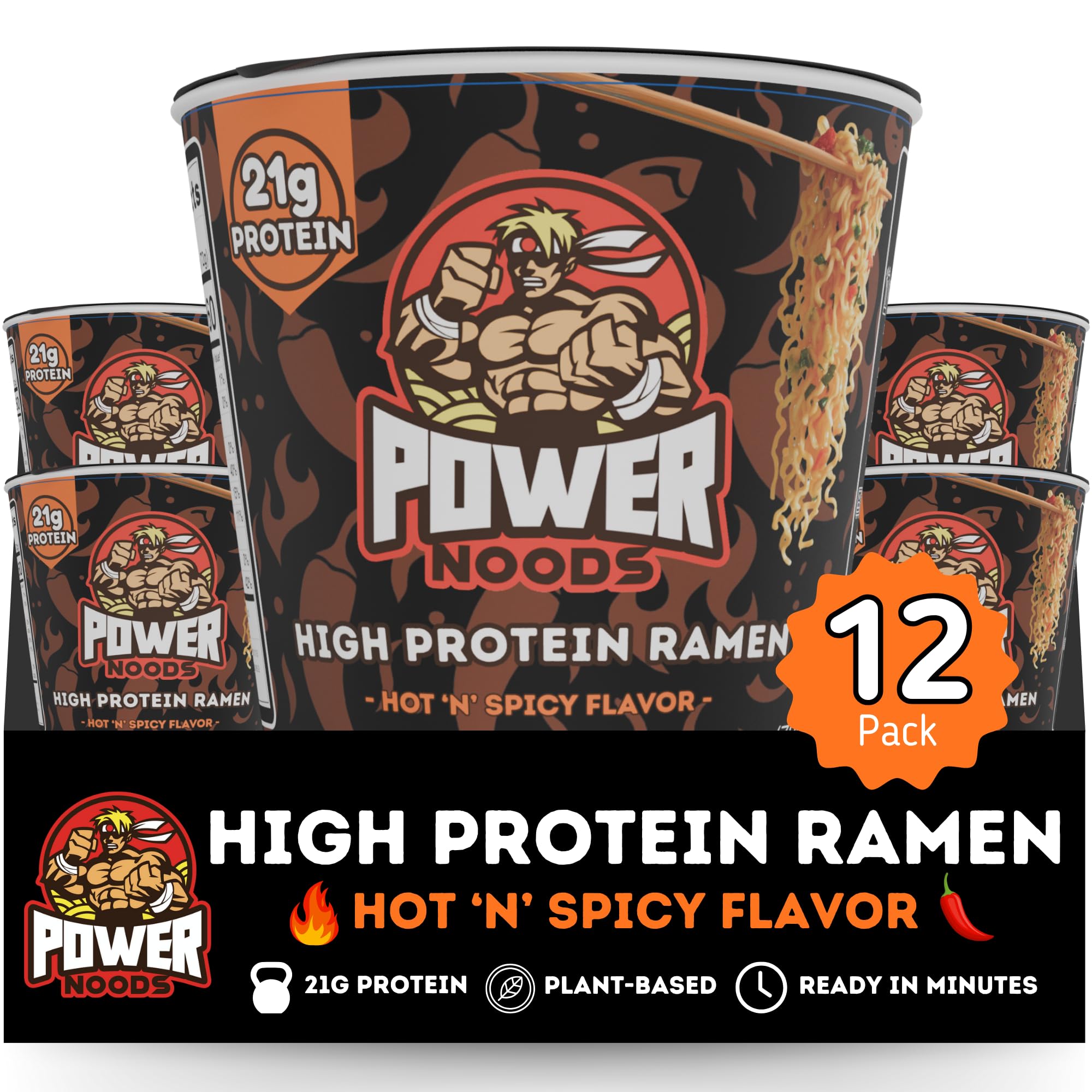 Power Noods high-protein ramen cup ready for a protein-boost lunch.