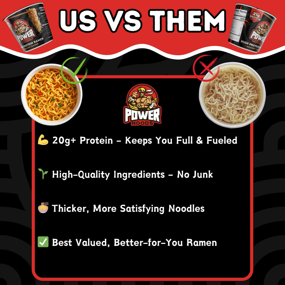 Power Noods label emphasizes no artificial preservatives.