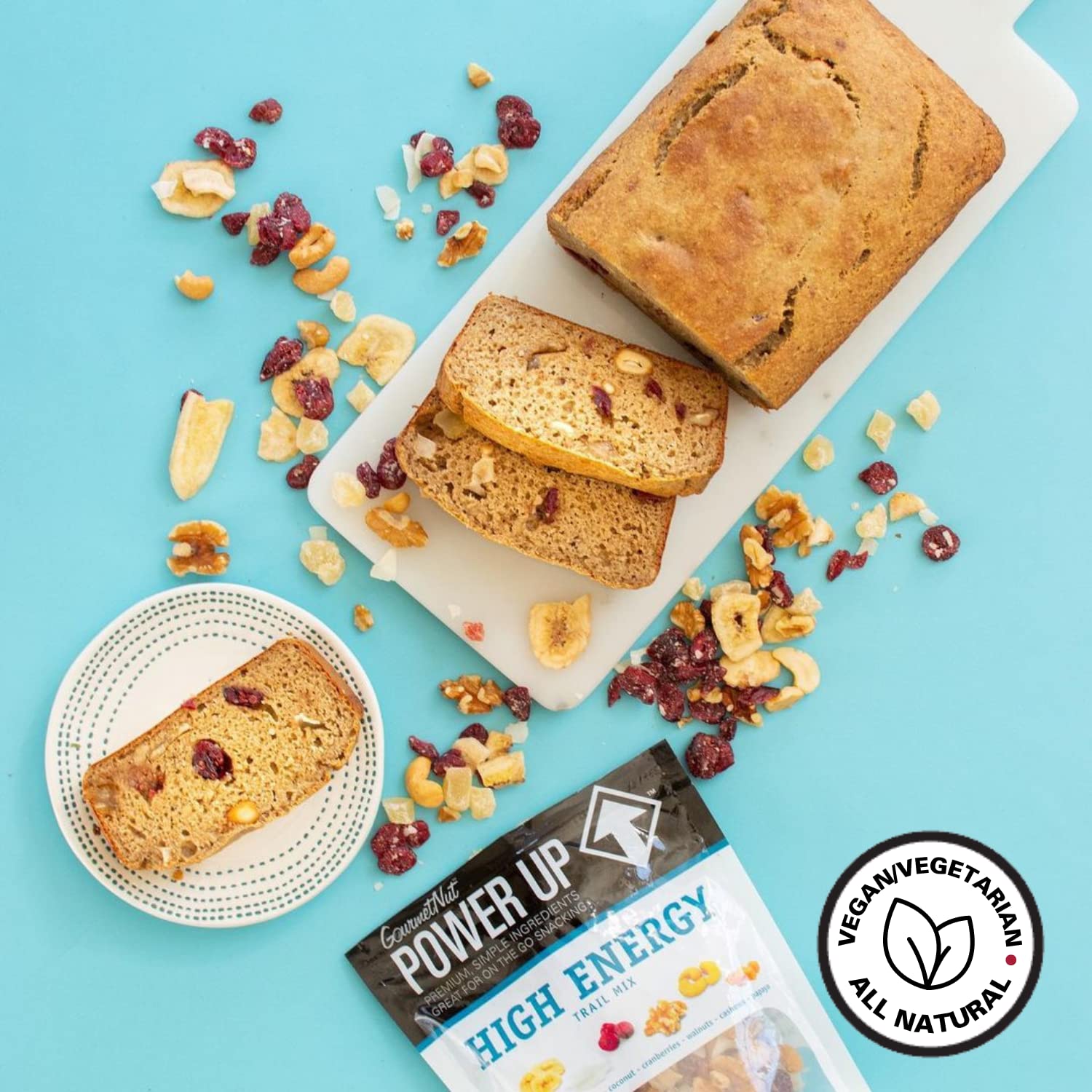 Power Up High Energy Trail Mix keto paleo friendly packaging and options.