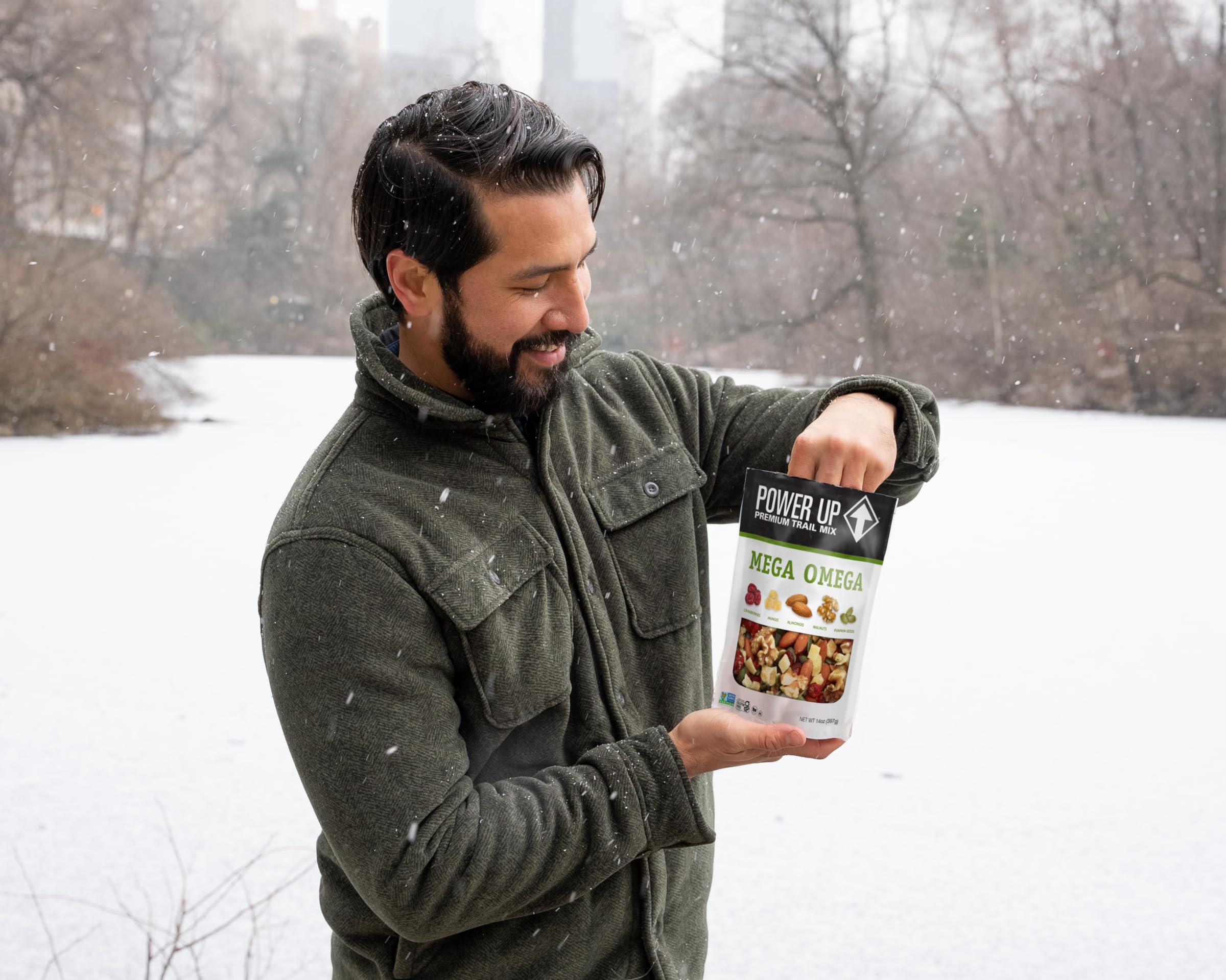 Power Up Mega Omega Trail Mix served in a bowl for snacking.