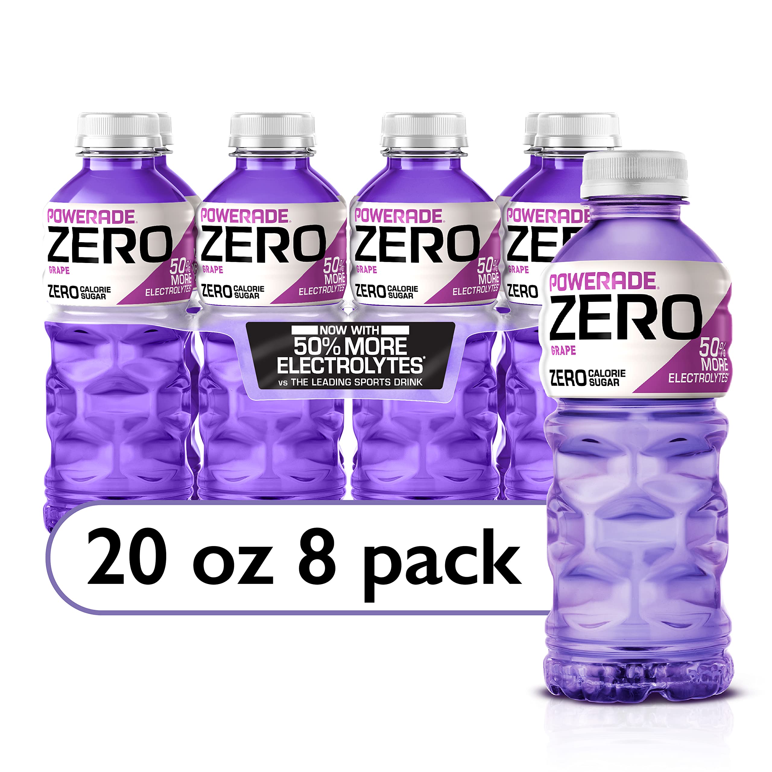 Powerade Electrolyte Zero Sugar grape bottle pour supports rapid hydration during workouts
