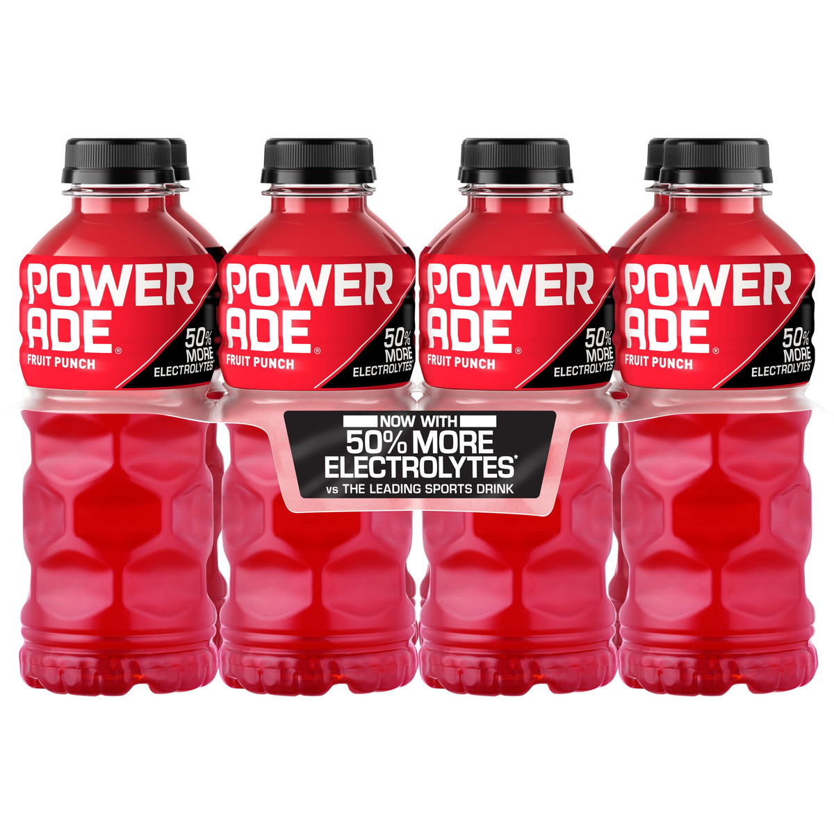 Powerade Fruit Punch 20oz bottle front shows bold flavor for on-the-go hydration.