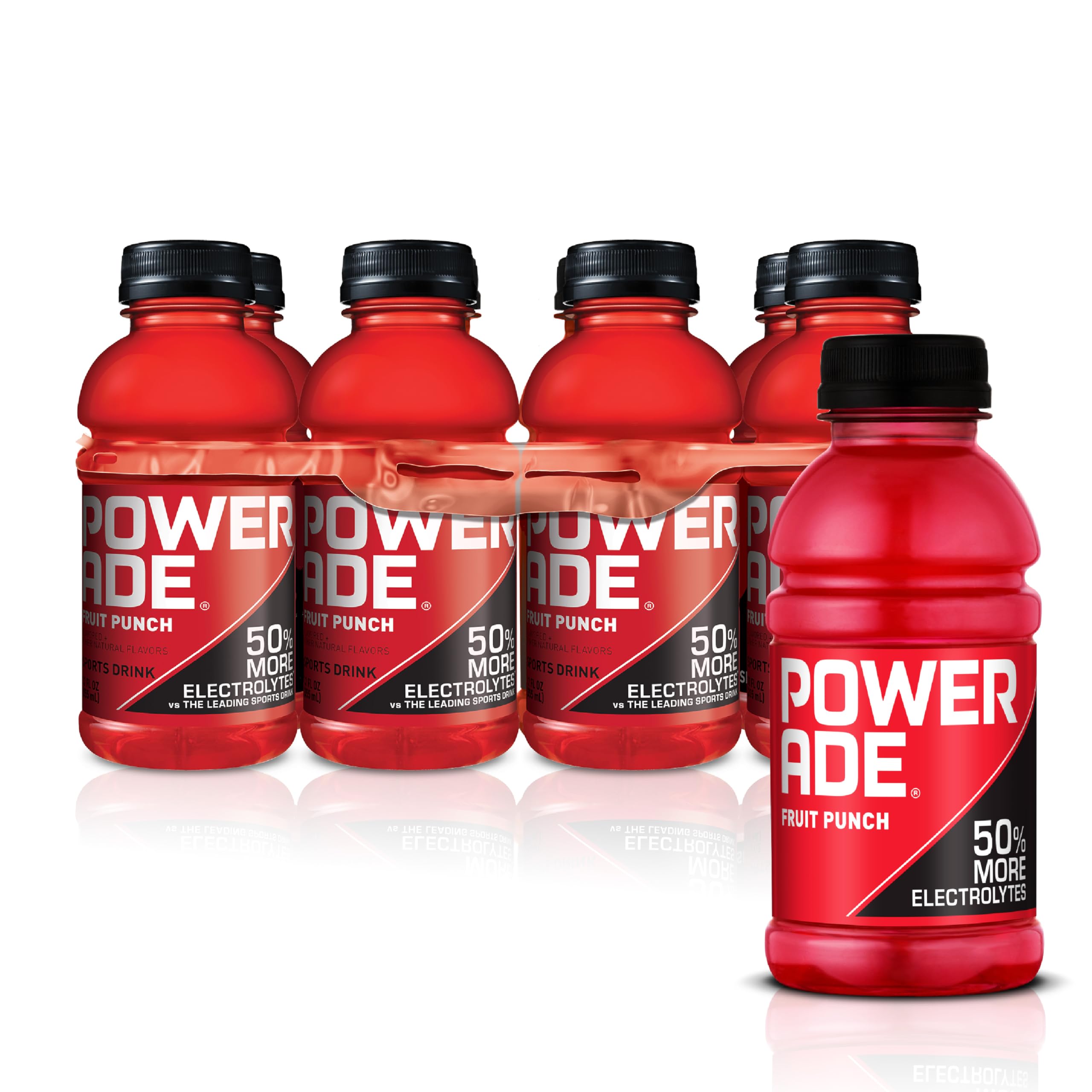 Powerade Fruit Punch bottle front view, ready for high-energy workouts.