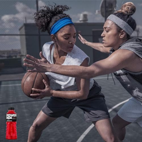 Powerade Fruit Punch bottle on kitchen counter for daily hydration.
