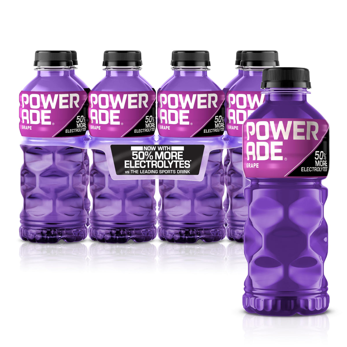 Powerade Grape bottle front for refreshing hydration during workouts.