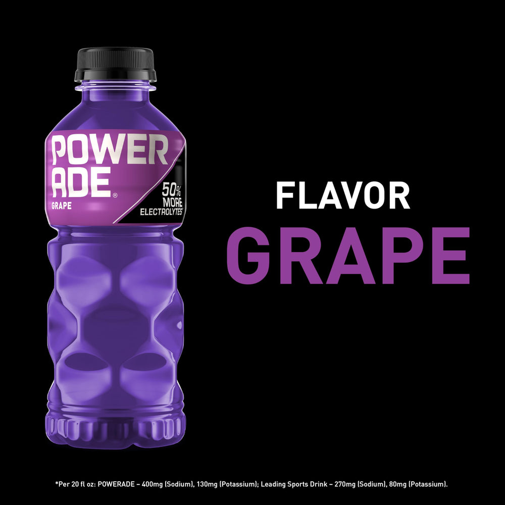 Powerade Grape eight-pack ready for training sessions and on-the-go hydration.
