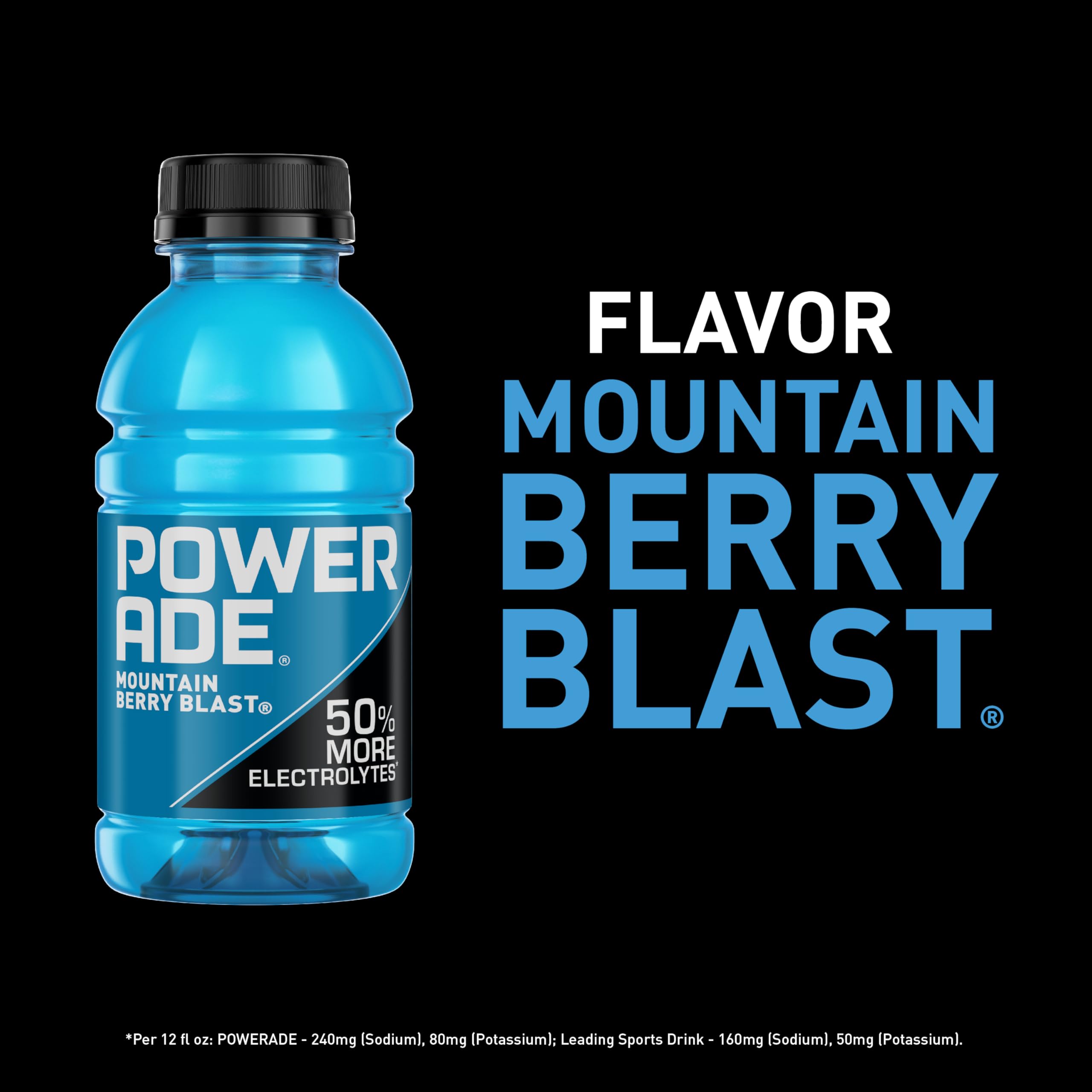 Eight-pack of Powerade Mountain Berry Blast for on-the-go hydration.
