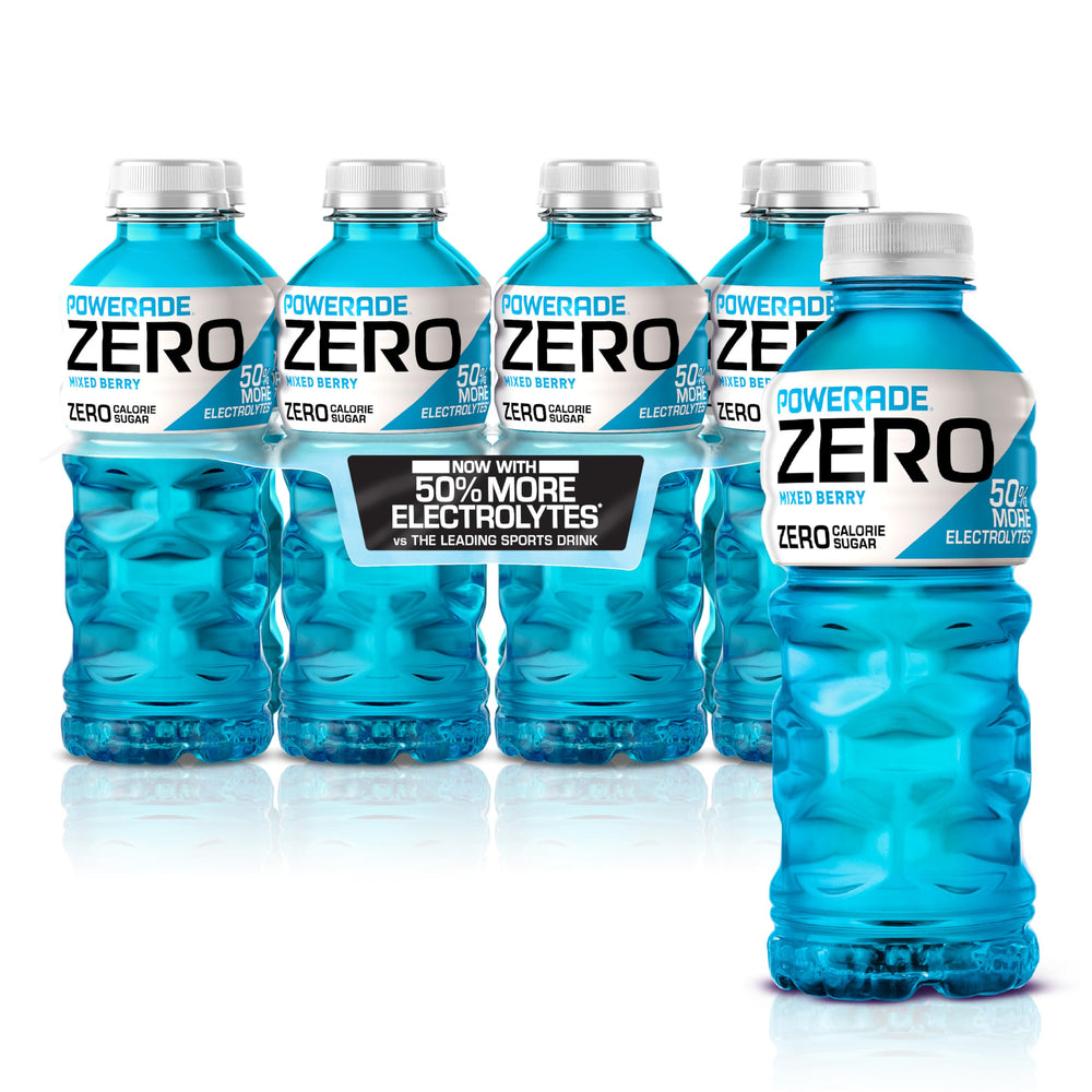 POWERADE Zero Mixed Berry bottle front for zero-sugar hydration during workouts