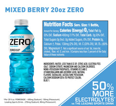 POWERADE Zero Mixed Berry bottle side view highlighting compact design for on-the-go hydration