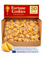 Practically Pampered fortune cookies bulk-pack in a sturdy box for celebrations