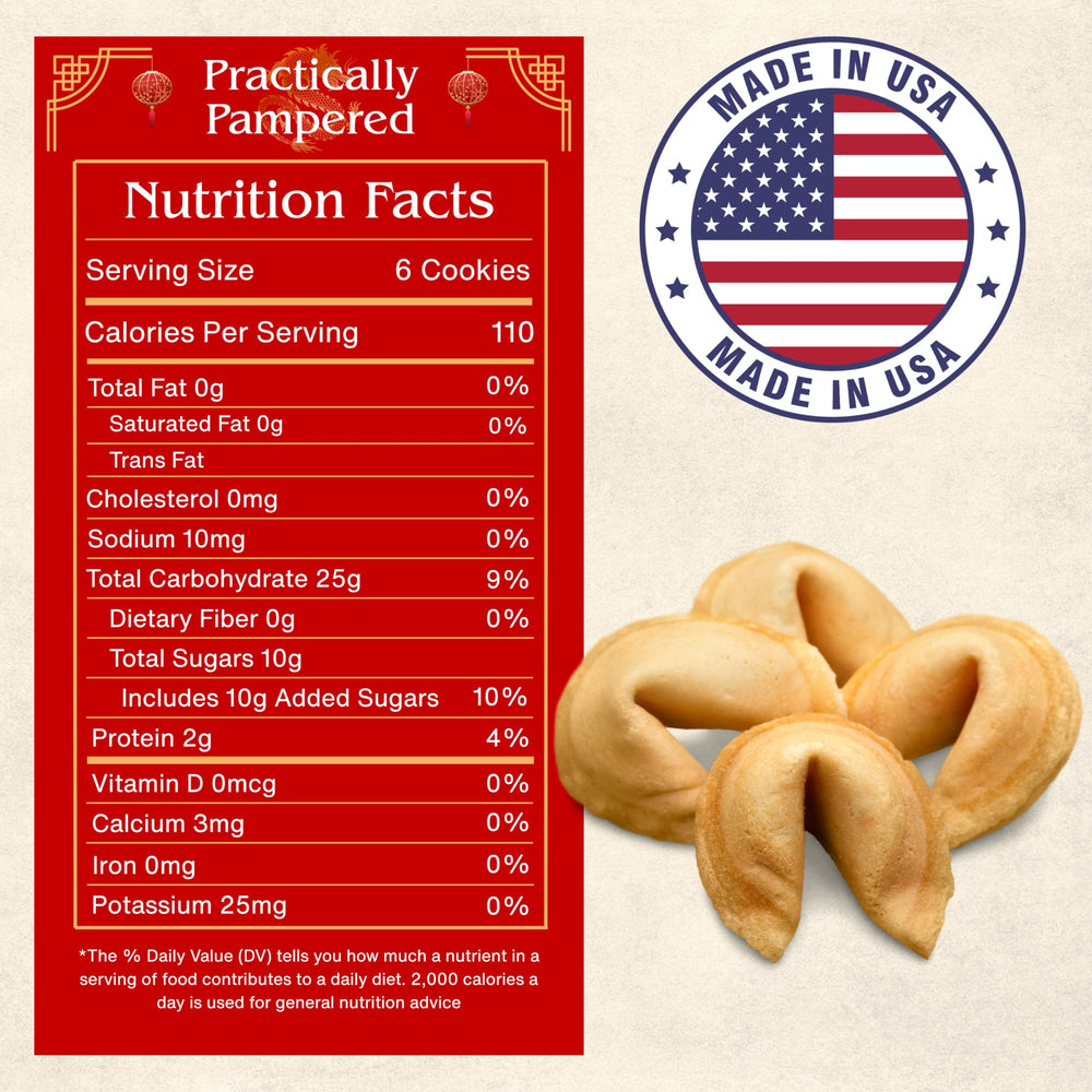 Practically Pampered fortune cookies individually wrapped for parties or office snacks