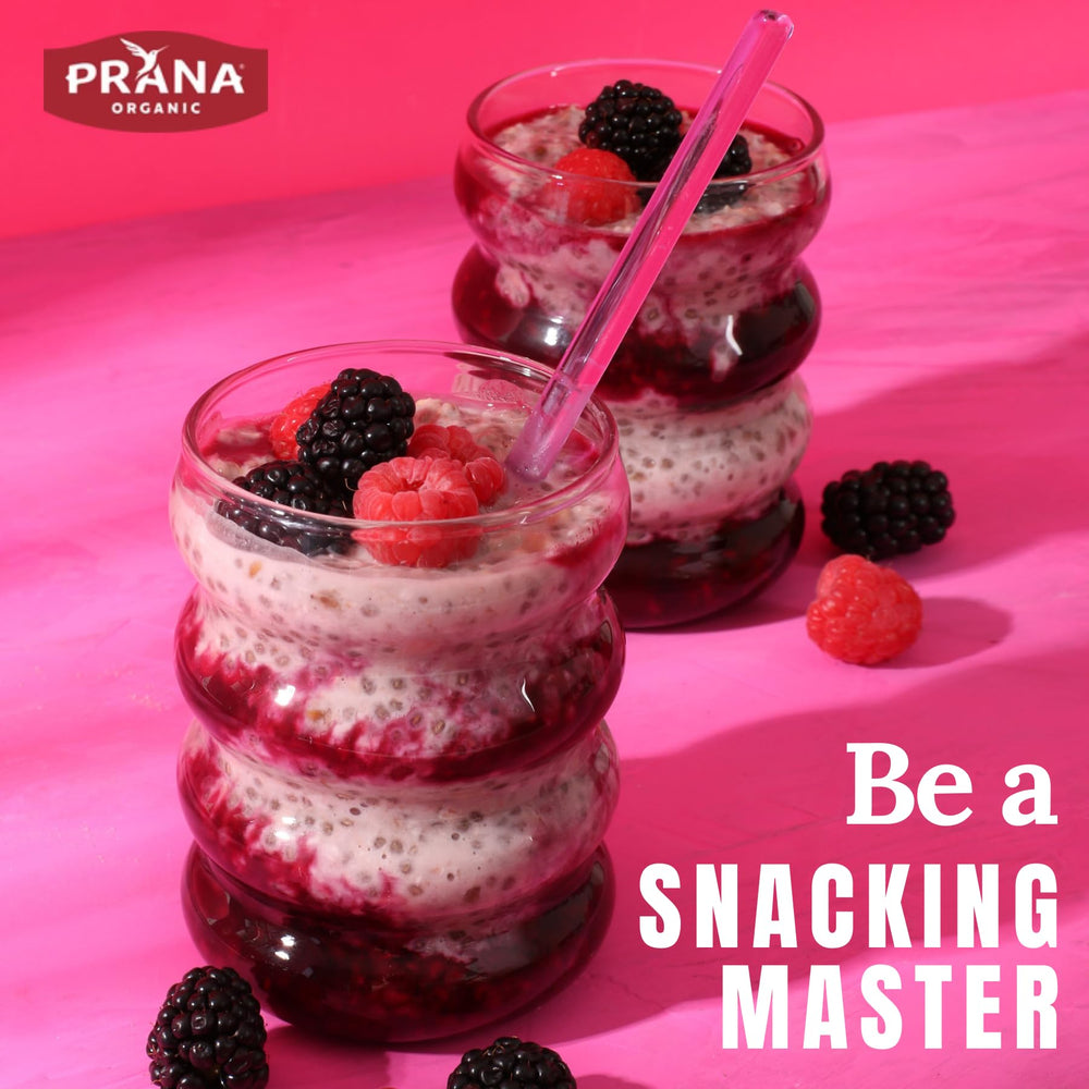 Prana Organic berries dehydrated powder suggests natural flavor without artificial additives.