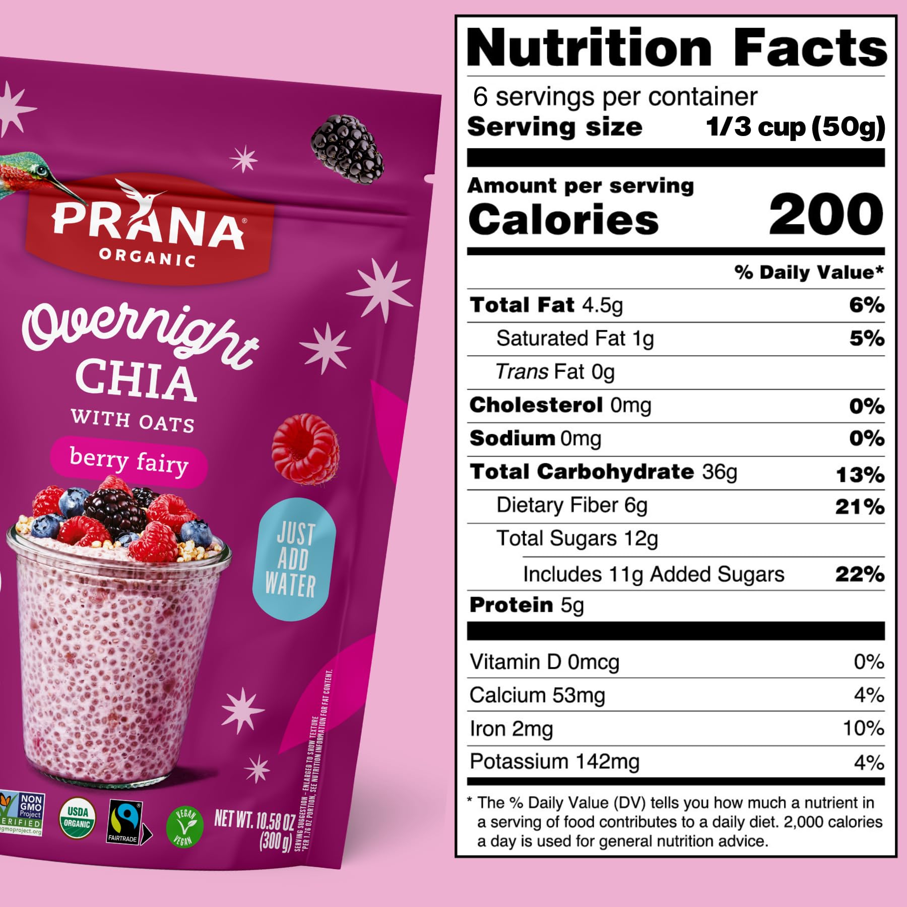 Prana Berry Fairy serving cup showing quick, fiber-rich breakfast option