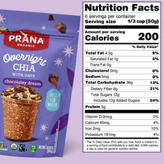 Prana Overnight Chia with Oats Chocolatey Dream spoon highlights creamy texture.
