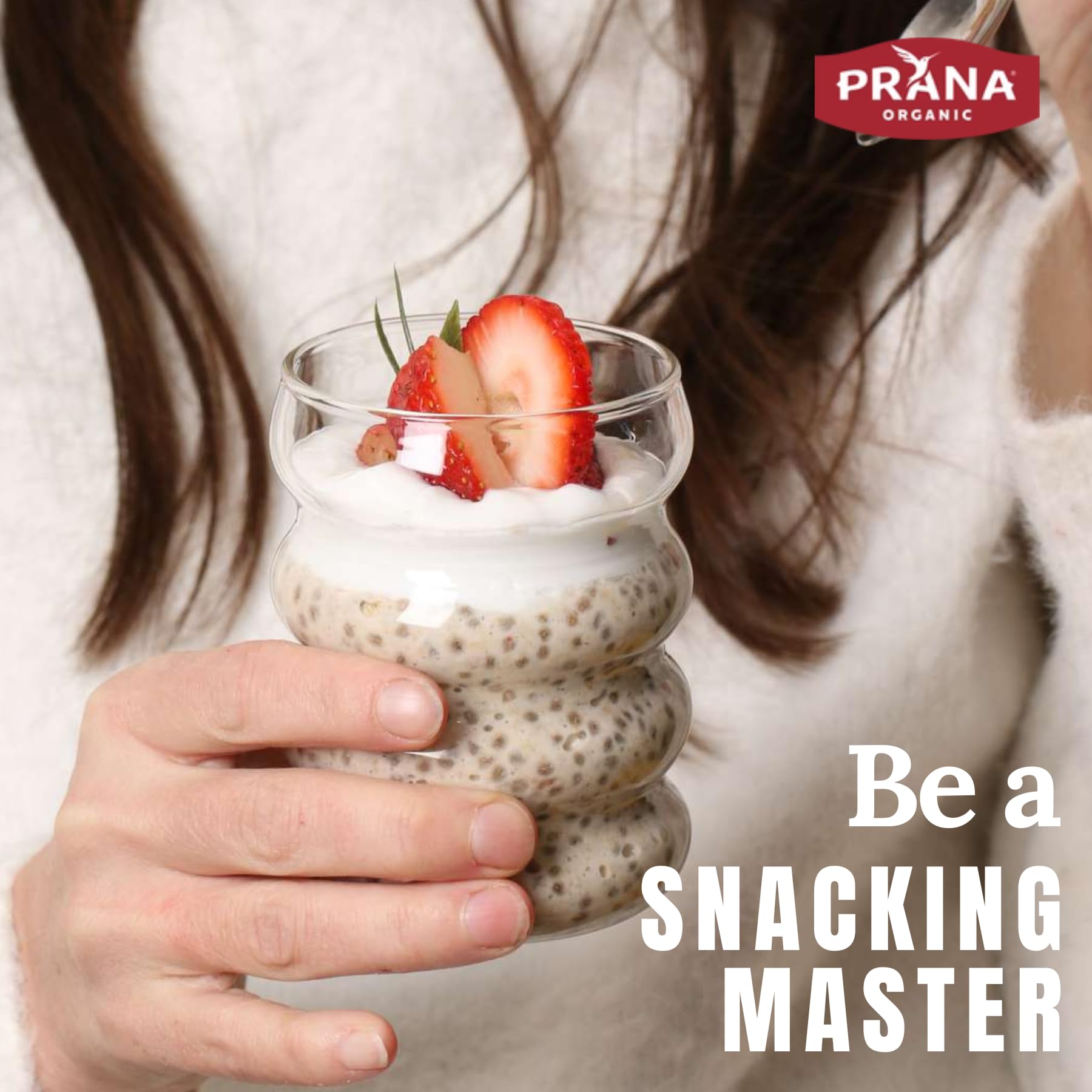 Prana Overnight Chia-Oats ingredients label featuring organic and Fairtrade sugar.