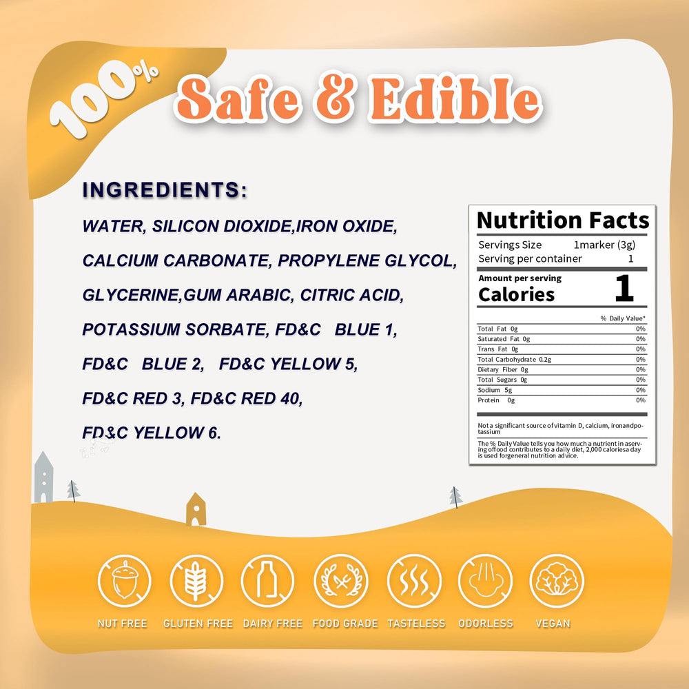 PREATOC dual-tip markers enable precise writing and bold coloring on fondant.