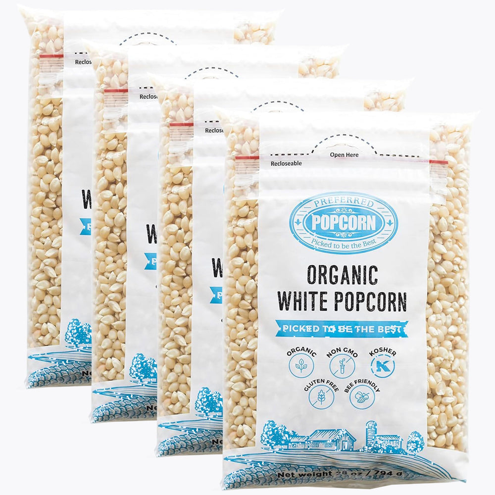 Preferred Popcorn organic white popcorn 28oz bag for homemade, flavorful popcorn