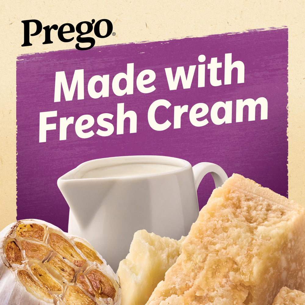 Prego Alfredo simmering in a saucepan for a quick creamy base