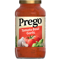 Prego Basil & Garlic jar front, ideal for quick family pasta night.