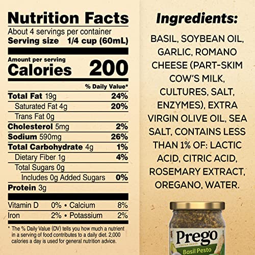 Prego Basil Pesto Sauce spoonful close-up emphasizes thick, smooth texture ideal for quick sauces.