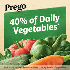 Prego Chunky Garden Combo jar shows gluten-free and vegetarian badge.