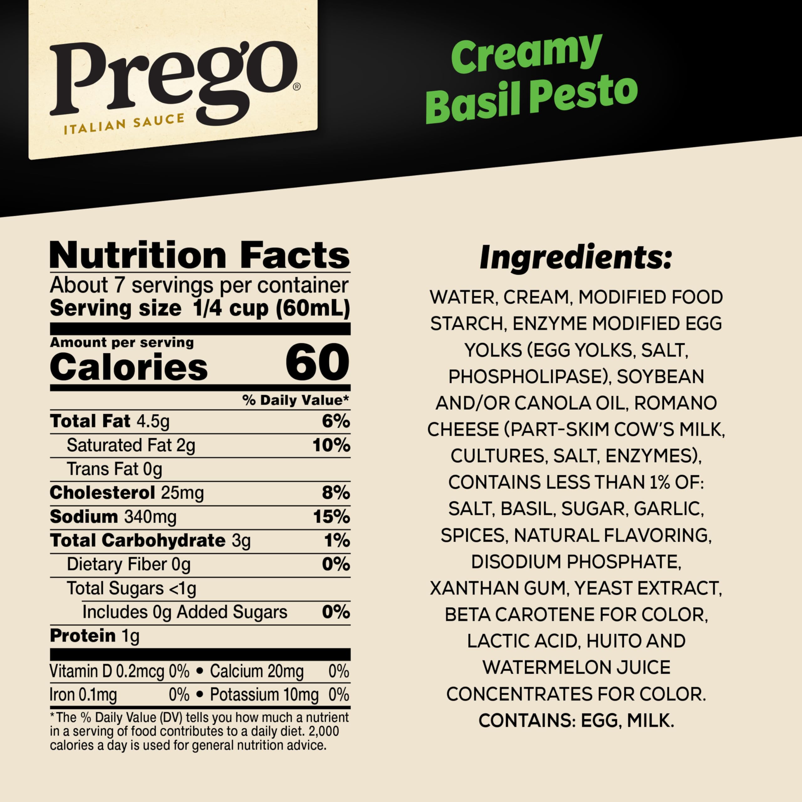 Closeup of Prego Creamy Basil Pesto shows thick, silky texture for quick weeknight meals