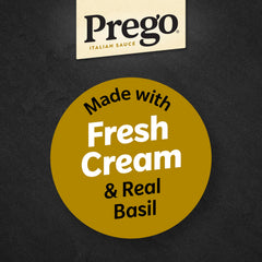 Prego Creamy Parmesan Pesto with spoon and pasta ready for dipping.