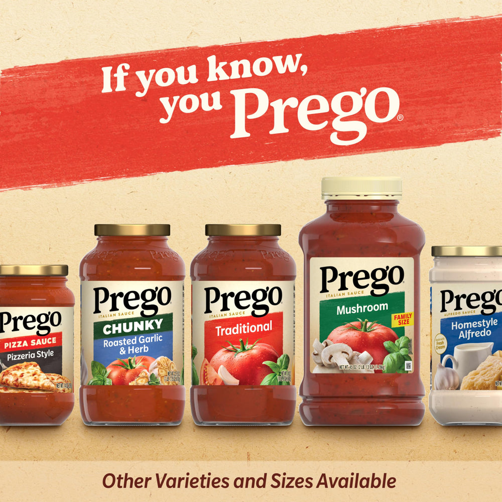 Prego 24 oz jar features basil and garlic aroma.