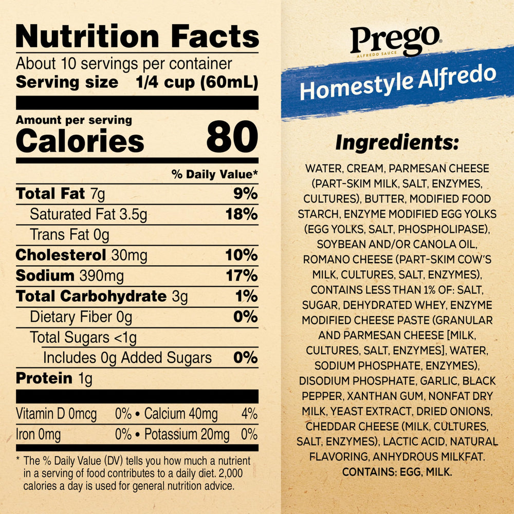 Close-up of Prego Alfredo sauce swirl highlighting rich creaminess and smooth consistency.