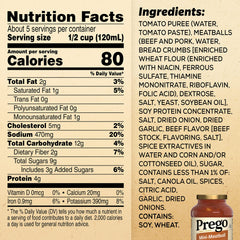 Close-up of mini meatballs in Prego sauce delivering rich texture for pasta