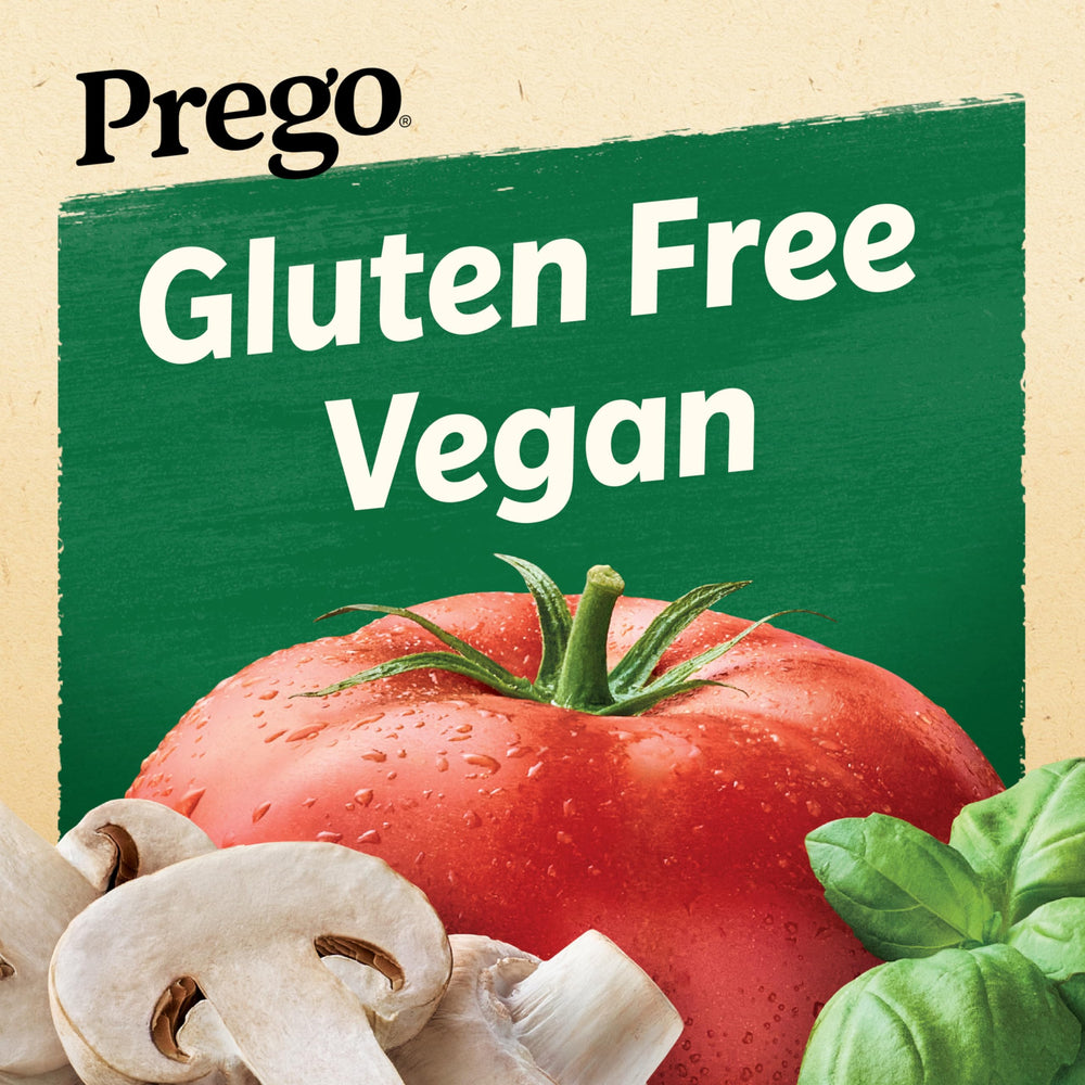 Prego mushroom chunks close-up to celebrate hearty, natural ingredients.