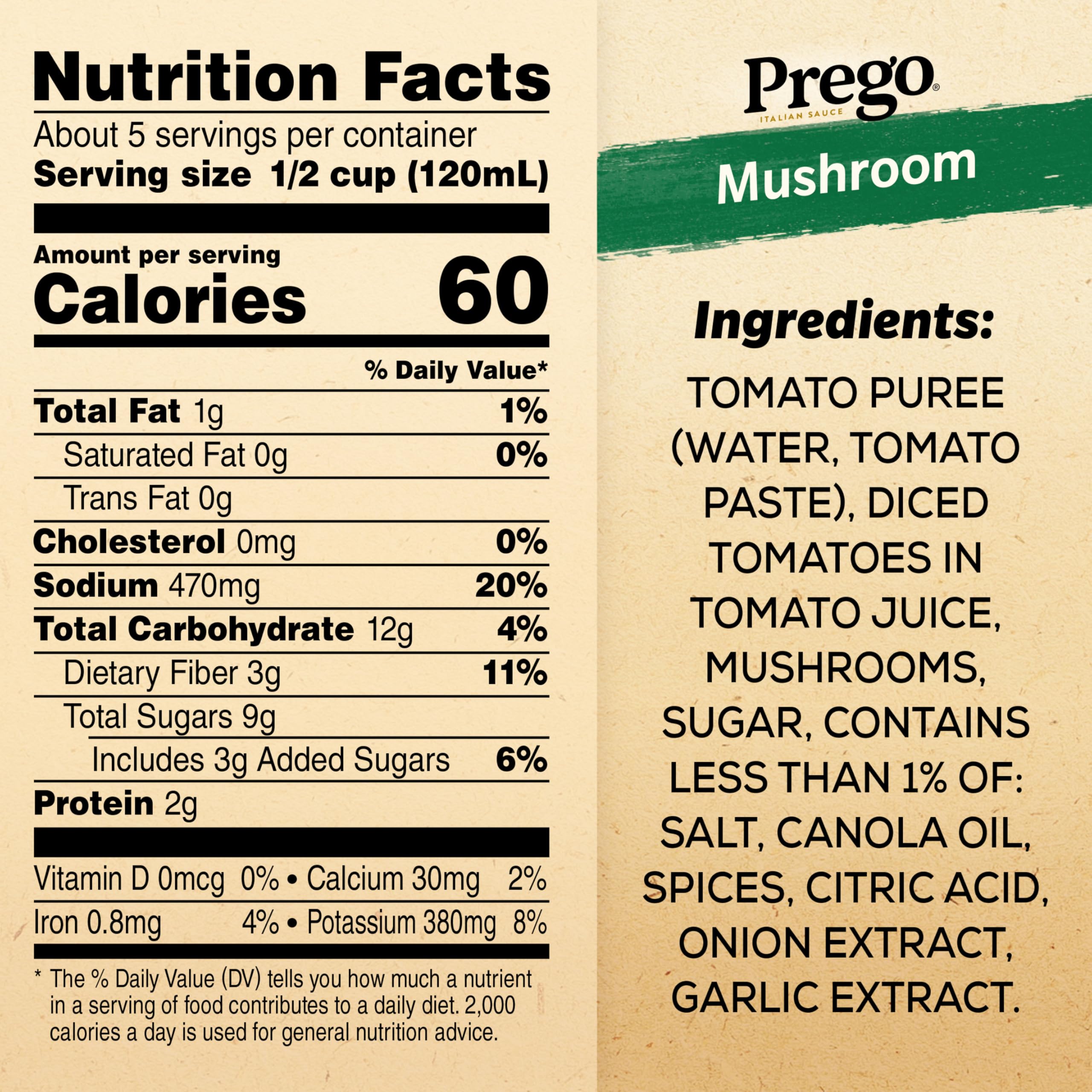 Prego Mushroom Pasta Sauce being poured over pasta to add savory depth.