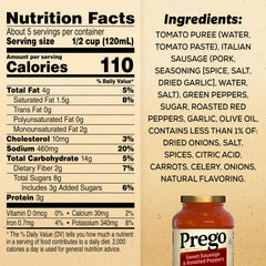 Close-up of Prego sauce thick and smooth texture with tomatoes.