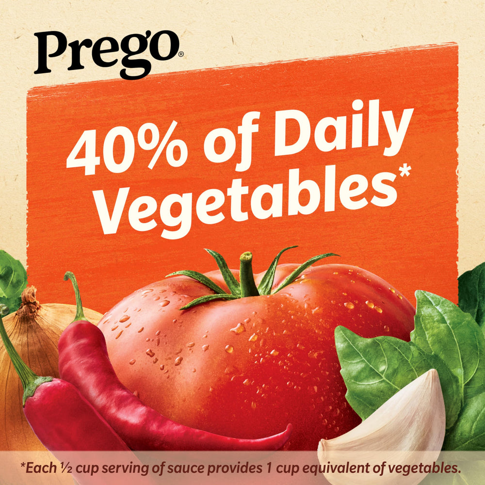 Prego Spicy Marinara close-up, rich tomato texture and spice