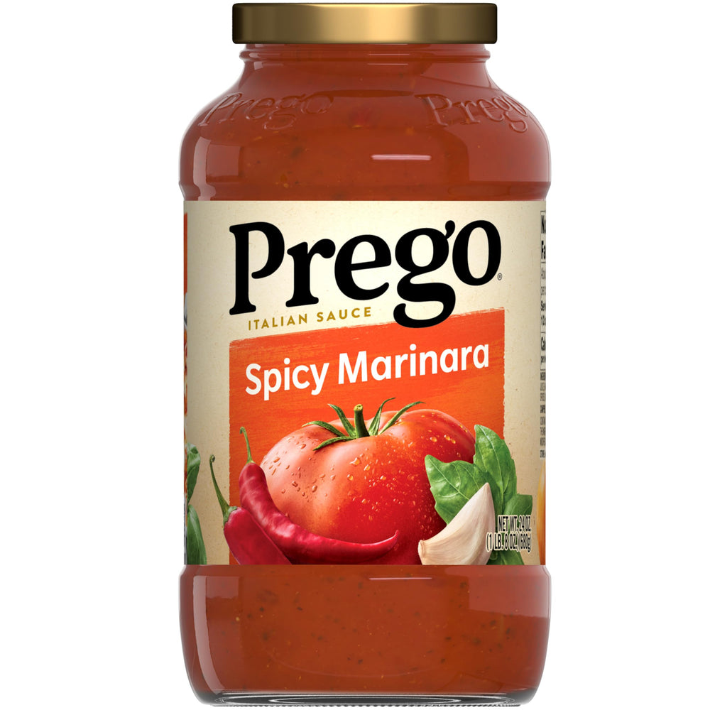 Prego Spicy Marinara jar front view ready for quick weeknight pasta