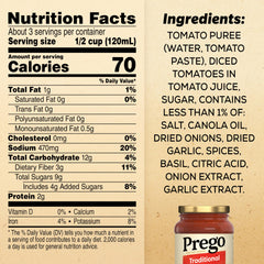 Prego sauce close-up shows thick, smooth texture ideal for coating pasta evenly