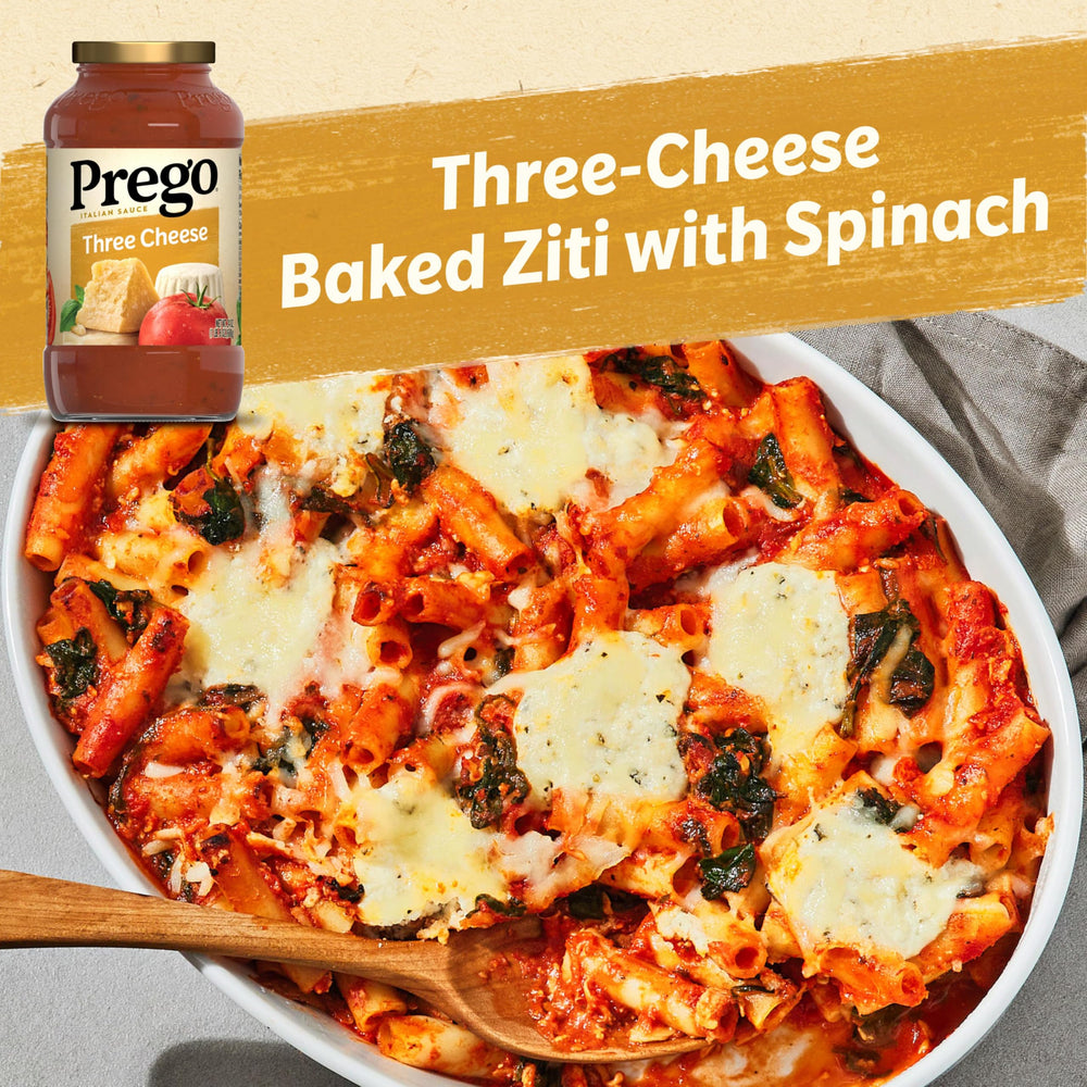 Creamy blend of Ricotta, Parmesan, Romano in Prego Three Cheese sauce.